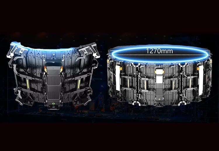 Flexible, quick-to-install stage rental LED display in various shapes